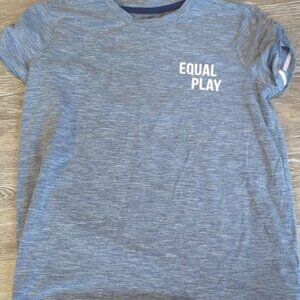 Athleta Girl T-shirt Girls Large 12 BlueGray Rolled Sleeves Athletic Active